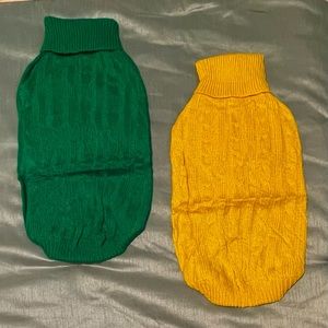 NIOP Set of Two Size LARGE Cableknit Sweaters (Green & Yellow)